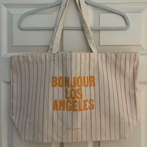 Sezane Cream and Red Striped Tote